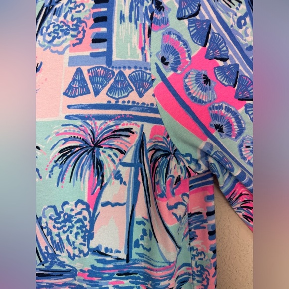 Lilly Pulitzer Sophie UPF 50+ Stretch Shift Dress in Whisper Blue Yeah Buoy M - Picture 7 of 9